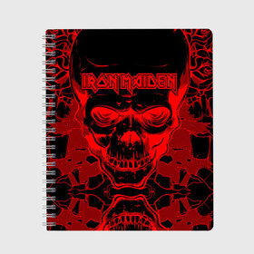 Тетрадь с принтом Iron Maiden в городе Новоалтайск, 100% бумага | 48 листов, плотность листов — 60 г/м2, плотность картонной обложки — 250 г/м2. Листы скреплены сбоку удобной пружинной спиралью. Уголки страниц и обложки скругленные. Цвет линий — светло-серый
 | 80s | hardrock | heavy | iron | maiden | metal | pop | steve harris | the final frontier | uk | айрон | группа | железная дева | метал | мэйден | хеви