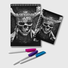Блокнот с принтом Iron Maiden в городе Новоалтайск, 100% бумага | 48 листов, плотность листов — 60 г/м2, плотность картонной обложки — 250 г/м2. Листы скреплены удобной пружинной спиралью. Цвет линий — светло-серый
 | 80s | hardrock | heavy | iron | maiden | metal | pop | steve harris | the final frontier | uk | айрон | бас | британия | брюс дикинсон | гитара | группа | железная дева | метал | мэйден | нико макбрэйн | рок | стив харрис | хеви