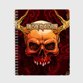 Тетрадь с принтом Iron Maiden в городе Новоалтайск, 100% бумага | 48 листов, плотность листов — 60 г/м2, плотность картонной обложки — 250 г/м2. Листы скреплены сбоку удобной пружинной спиралью. Уголки страниц и обложки скругленные. Цвет линий — светло-серый
 | 80s | hardrock | heavy | iron | maiden | metal | pop | steve harris | the final frontier | uk | айрон | группа | железная дева | метал | мэйден | хеви