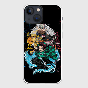 Чехол для iPhone 13 mini с принтом Kimetsu no yaiba красносиние брызги в городе Новоалтайск,  |  | demon slayer | demon slayer: kimetsu no yaiba | kimetsu | kimetsu no yaiba | nezuko | shinobu | slayer | tanjiro | клинок рассекающий демонов | незуко | танджиро | шинобу кочо