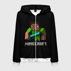 Мужская толстовка 3D на молнии с принтом MINECRAFT в городе Новоалтайск, 100% полиэстер | длина до линии бедра, манжеты и пояс оформлены мягкой тканевой резинкой, двухслойный капюшон со шнурком для регулировки, спереди молния, по бокам два кармана | creeper | game | minecraft | блоки | игра | квадраты | компьютерная игра | крипер | майнкрафт