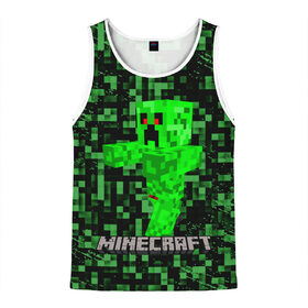 Мужская майка 3D с принтом MINECRAFT CREEPER в городе Новоалтайск, 100% полиэстер | круглая горловина, приталенный силуэт, длина до линии бедра. Пройма и горловина окантованы тонкой бейкой | Тематика изображения на принте: creeper | game | minecraft | блоки | игра | квадраты | компьютерная игра | крипер | майнкрафт