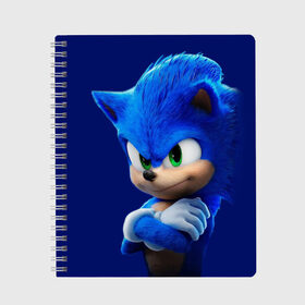 Тетрадь с принтом SONIC в городе Новоалтайск, 100% бумага | 48 листов, плотность листов — 60 г/м2, плотность картонной обложки — 250 г/м2. Листы скреплены сбоку удобной пружинной спиралью. Уголки страниц и обложки скругленные. Цвет линий — светло-серый
 | hedgehog | metal sonic | silver | silver the hedgehog | sonic | sonic boom | sonic the hedgehog | еж | ёж сонник | ежик | игры | кино | соник | соник в кино | фильм