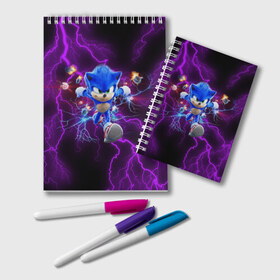 Блокнот с принтом SONIC в городе Новоалтайск, 100% бумага | 48 листов, плотность листов — 60 г/м2, плотность картонной обложки — 250 г/м2. Листы скреплены удобной пружинной спиралью. Цвет линий — светло-серый
 | Тематика изображения на принте: hedgehog | metal sonic | silver | silver the hedgehog | sonic | sonic boom | sonic the hedgehog | еж | ёж сонник | ежик | игры | кино | соник | соник в кино | фильм