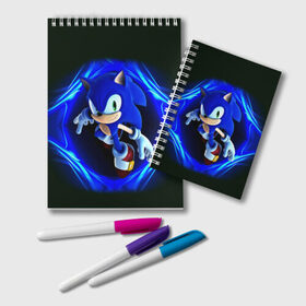 Блокнот с принтом SONIC в городе Новоалтайск, 100% бумага | 48 листов, плотность листов — 60 г/м2, плотность картонной обложки — 250 г/м2. Листы скреплены удобной пружинной спиралью. Цвет линий — светло-серый
 | Тематика изображения на принте: hedgehog | metal sonic | silver | silver the hedgehog | sonic | sonic boom | sonic the hedgehog | еж | ёж сонник | ежик | игры | кино | соник | соник в кино | фильм