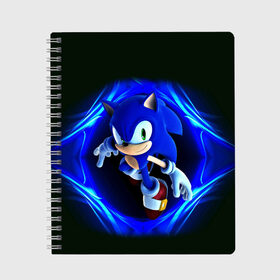 Тетрадь с принтом SONIC в городе Новоалтайск, 100% бумага | 48 листов, плотность листов — 60 г/м2, плотность картонной обложки — 250 г/м2. Листы скреплены сбоку удобной пружинной спиралью. Уголки страниц и обложки скругленные. Цвет линий — светло-серый
 | hedgehog | metal sonic | silver | silver the hedgehog | sonic | sonic boom | sonic the hedgehog | еж | ёж сонник | ежик | игры | кино | соник | соник в кино | фильм