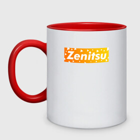 Кружка двухцветная с принтом ZENITSU  в городе Новоалтайск, керамика | объем — 330 мл, диаметр — 80 мм. Цветная ручка и кайма сверху, в некоторых цветах — вся внутренняя часть | Тематика изображения на принте: demon slayer | kimetsu no yaiba | nezuko | shinobu | slayer | tanjiro | zenitsu | гию томиока | зенитцу | иноске хашибира | клинок рассекающий демонов | незуко | танджиро | шинобу кочо