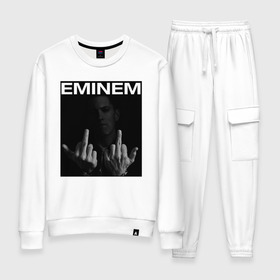 Женский костюм хлопок с принтом EMINEM в городе Новоалтайск, 100% хлопок | на свитшоте круглая горловина, мягкая резинка по низу. Брюки заужены к низу, на них два вида карманов: два 