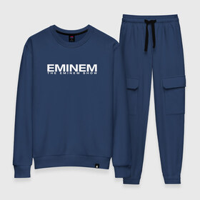 Женский костюм хлопок с принтом EMINEM в городе Новоалтайск, 100% хлопок | на свитшоте круглая горловина, мягкая резинка по низу. Брюки заужены к низу, на них два вида карманов: два 
