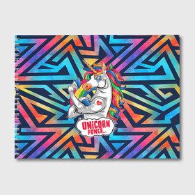 Альбом для рисования с принтом Unicorn Power Единорог в городе Новоалтайск, 100% бумага
 | матовая бумага, плотность 200 мг. | Тематика изображения на принте: gym | unicorn power | бицепс | единорог | качок | конь | копыта | лошадь | радуга | радужная | рог