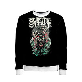 Детский свитшот 3D с принтом suicide silence в городе Новоалтайск, 100% полиэстер | свободная посадка, прямой крой, мягкая тканевая резинка на рукавах и понизу свитшота | Тематика изображения на принте: black | blackmetal | burzum | punk | rock | suicide silence