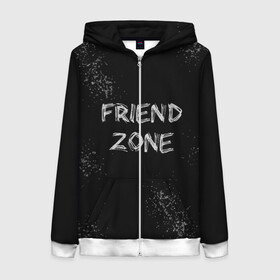 Женская толстовка 3D на молнии с принтом FRIEND ZONE в городе Новоалтайск, 100% полиэстер | длина до линии бедра, манжеты и пояс оформлены мягкой тканевой резинкой, двухслойный капюшон со шнурком для регулировки, спереди молния, по бокам два кармана | friend | zone | белая | девушка | девушке | другу | друзья | звезды | зона | любимой | люблю | минимализм | надпись | не | отношения | парень | парню | подарок | подруге | подружке | просто | только | френд