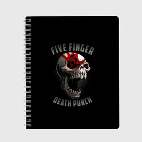 Тетрадь с принтом Five Finger Death Punch в городе Новоалтайск, 100% бумага | 48 листов, плотность листов — 60 г/м2, плотность картонной обложки — 250 г/м2. Листы скреплены сбоку удобной пружинной спиралью. Уголки страниц и обложки скругленные. Цвет линий — светло-серый
 | 5fdp | death | ffdp | finger | five | five finger death punch | punch | грув метал