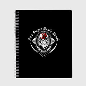 Тетрадь с принтом Five Finger Death Punch в городе Новоалтайск, 100% бумага | 48 листов, плотность листов — 60 г/м2, плотность картонной обложки — 250 г/м2. Листы скреплены сбоку удобной пружинной спиралью. Уголки страниц и обложки скругленные. Цвет линий — светло-серый
 | 5fdp | death | ffdp | finger | five | five finger death punch | punch | грув метал