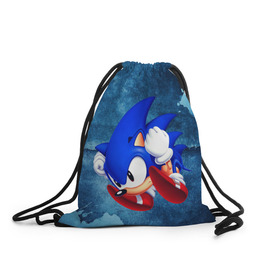 Рюкзак-мешок 3D с принтом sonic в городе Новоалтайск, 100% полиэстер | плотность ткани — 200 г/м2, размер — 35 х 45 см; лямки — толстые шнурки, застежка на шнуровке, без карманов и подкладки | sega | sonic | sonic boom | sonic movie | sonic the hedgehog | соник | соник бум | соник бум блейз | соник бум карусель | соник в кино | эггман
