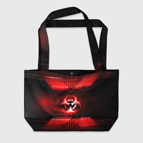 Пляжная сумка 3D с принтом BIOHAZARD в городе Новоалтайск, 100% полиэстер | застегивается на металлическую кнопку; внутренний карман застегивается на молнию. Стенки укреплены специальным мягким материалом, чтобы защитить содержимое от несильных ударов
 | biohazard | biohazard 7 | crocodile | fang | game | hand | monster | new umbrella | resident evil | resident evil 7 | umbrella | umbrella corp | umbrella corporation | zombie | обитель