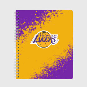 Тетрадь с принтом LA LAKERS KOBE BRYANT в городе Новоалтайск, 100% бумага | 48 листов, плотность листов — 60 г/м2, плотность картонной обложки — 250 г/м2. Листы скреплены сбоку удобной пружинной спиралью. Уголки страниц и обложки скругленные. Цвет линий — светло-серый
 | Тематика изображения на принте: america | basketball | kobe bryant | la | la lakers | lakers | los angeles lakers | nba | usa | баскетбол | кобе брайант | лос анджелес лейкерс | нба | сша
