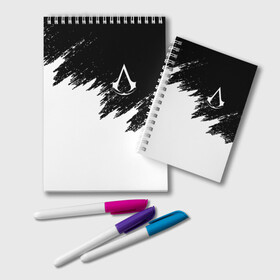 Блокнот с принтом ASSASSIN`S CREED в городе Новоалтайск, 100% бумага | 48 листов, плотность листов — 60 г/м2, плотность картонной обложки — 250 г/м2. Листы скреплены удобной пружинной спиралью. Цвет линий — светло-серый
 | Тематика изображения на принте: slayer | асасин | ассасин крид | ассассин | тамплиеры