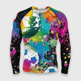 Мужской рашгард 3D с принтом Football Paints в городе Новоалтайск,  |  | art | ball | football | paint | spray | texture | арт | брызги | краски | мяч | текстура | футбол