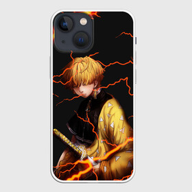 Чехол для iPhone 13 mini с принтом KIMETSU NO YAIBA оранжевые молнии в городе Новоалтайск,  |  | Тематика изображения на принте: demon slayer | kimetsu no yaiba | nezuko | shinobu | slayer | tanjiro | zenitsu | гию томиока | зенитцу | иноске хашибира | клинок рассекающий демонов | незуко | танджиро | шинобу кочо