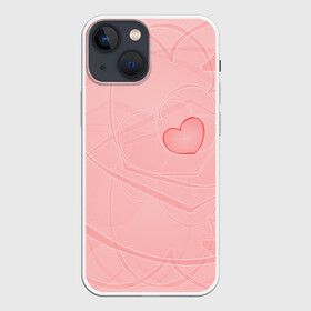 Чехол для iPhone 13 mini с принтом Сердечко в городе Новоалтайск,  |  | Тематика изображения на принте: 8 | валентин | волны | девочке | девушке | жене | интересная | линии | любимой | марта | прикольная. | розовая | сердечки | сердце