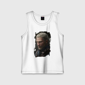 Детская майка хлопок с принтом ВЕДЬМАК в городе Новоалтайск,  |  | geralt | the witcher | the witcher wild hunt | witcher | wolf | ведьмак | ведьмак 3 | волк | геральт | охотник