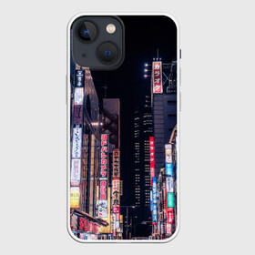 Чехол для iPhone 13 mini с принтом Ночной Токио в городе Новоалтайск,  |  | Тематика изображения на принте: город | города | дома | здания | иероглифы | надписи | небо | неон | ночь | огни | страны | сумерки | улица | фонари | япония