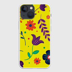 Чехол для iPhone 13 mini с принтом Цветочный микс в городе Новоалтайск,  |  | flowers | девушки | желтые | круги | лето | листья | природа | разноцветные | растения | ромашки | солнце | текстура | тропика | тюльпаны | узоры | цветочки | цветы