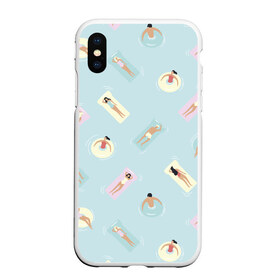 Чехол для iPhone XS Max матовый с принтом Пляжный сезон в городе Новоалтайск, Силикон | Область печати: задняя сторона чехла, без боковых панелей | бассейн | девушки | лето | люди | мужчины | отдых | плаванье | пляж | солнце | узор | узоры