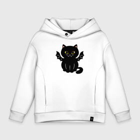 Детское худи Oversize хлопок с принтом Black angel в городе Новоалтайск, френч-терри — 70% хлопок, 30% полиэстер. Мягкий теплый начес внутри —100% хлопок | боковые карманы, эластичные манжеты и нижняя кромка, капюшон на магнитной кнопке | angel | black | cat | ears | eyes | fangs | kitten | moustache | nose | paws | tail | wings | клыки | кот | кошка | крылья | нос | усы | уши | хвост | черный