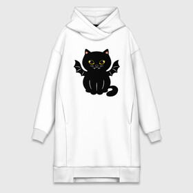 Платье-худи хлопок с принтом Black angel в городе Новоалтайск,  |  | angel | black | cat | ears | eyes | fangs | kitten | moustache | nose | paws | tail | wings | клыки | кот | кошка | крылья | нос | усы | уши | хвост | черный