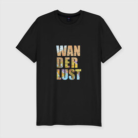 Мужская футболка хлопок Slim с принтом Wanderlust в городе Новоалтайск, 92% хлопок, 8% лайкра | приталенный силуэт, круглый вырез ворота, длина до линии бедра, короткий рукав | карта | мир | поездка | путешествие | туризм