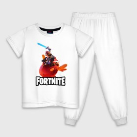 Детская пижама хлопок с принтом Fortnite 2 глава 2 часть в городе Новоалтайск, 100% хлопок |  брюки и футболка прямого кроя, без карманов, на брюках мягкая резинка на поясе и по низу штанин
 | 