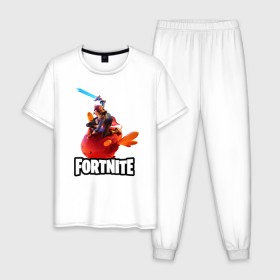 Мужская пижама хлопок с принтом Fortnite 2 глава 2 часть в городе Новоалтайск, 100% хлопок | брюки и футболка прямого кроя, без карманов, на брюках мягкая резинка на поясе и по низу штанин
 | Тематика изображения на принте: 