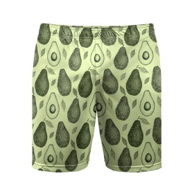Мужские шорты спортивные с принтом Авокадо паттерн в городе Новоалтайск,  |  | avocado | pattern | vegan | vegetarian | авокадо | веган | вегетарианство | паттерн