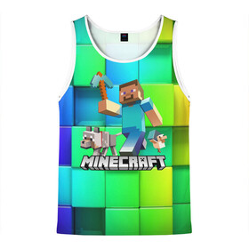 Мужская майка 3D с принтом MINECRAFT в городе Новоалтайск, 100% полиэстер | круглая горловина, приталенный силуэт, длина до линии бедра. Пройма и горловина окантованы тонкой бейкой | block | creeper | cube | minecraft | pixel | блок | геометрия | крафт | крипер | кубики | майнкрафт | пиксели