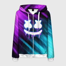 Мужская толстовка 3D на молнии с принтом MARSHMELLO в городе Новоалтайск, 100% полиэстер | длина до линии бедра, манжеты и пояс оформлены мягкой тканевой резинкой, двухслойный капюшон со шнурком для регулировки, спереди молния, по бокам два кармана | america | dj | marshmello | smile | usa | америка | маршмелло | смайл | сша