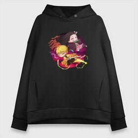 Женское худи Oversize хлопок с принтом KIMETSU NO YAIBA в городе Новоалтайск, френч-терри — 70% хлопок, 30% полиэстер. Мягкий теплый начес внутри —100% хлопок | боковые карманы, эластичные манжеты и нижняя кромка, капюшон на магнитной кнопке | Тематика изображения на принте: demon slayer | kimetsu no yaiba | nezuko | shinobu | slayer | tanjiro | zenitsu | гию томиока | зенитцу | иноске хашибира | клинок рассекающий демонов | незуко | танджиро | шинобу кочо