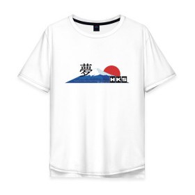 Мужская футболка хлопок Oversize с принтом HKS Japan JDM в городе Новоалтайск, 100% хлопок | свободный крой, круглый ворот, “спинка” длиннее передней части | 