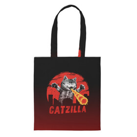 Шоппер 3D с принтом CATZILLA в городе Новоалтайск, 100% полиэстер | Плотность: 200 г/м2; Размер: 34×35 см; Высота лямок: 30 см | catzilla | годзилла | кот | котик | кошка | кэтзилла | мимими | прикол | прикольная