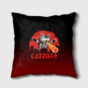 Подушка 3D с принтом CATZILLA в городе Новоалтайск, наволочка – 100% полиэстер, наполнитель – холлофайбер (легкий наполнитель, не вызывает аллергию). | состоит из подушки и наволочки. Наволочка на молнии, легко снимается для стирки | catzilla | годзилла | кот | котик | кошка | кэтзилла | мимими | прикол | прикольная