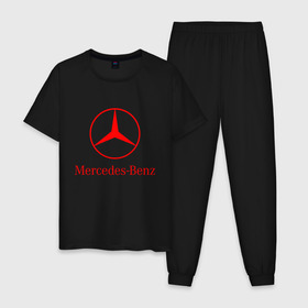 Мужская пижама хлопок с принтом MERCEDES в городе Новоалтайск, 100% хлопок | брюки и футболка прямого кроя, без карманов, на брюках мягкая резинка на поясе и по низу штанин
 | 2020 | amg | auto | brabus | clk | cls | glk | mercedes | mercedes benz | slk | sport | авто | автомобиль | автомобильные | амг | брабус | бренд | глк | марка | машины | мерседес | слк | спорт | цлк | цлс