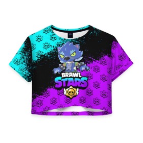Женская футболка Crop-top 3D с принтом Brawl stars leon оборотень. в городе Новоалтайск, 100% полиэстер | круглая горловина, длина футболки до линии талии, рукава с отворотами | bea | bib | brawl stars | crow | el brown | leon | max | nita | sally leon | shark | акула | биа | биби | бравл старс | ворон | игра | леон | макс | нита | оборотень | салли леон | сэлли леон | шарк | эл браун