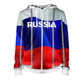 Женская толстовка 3D на молнии с принтом Россия. в городе Новоалтайск, 100% полиэстер | длина до линии бедра, манжеты и пояс оформлены мягкой тканевой резинкой, двухслойный капюшон со шнурком для регулировки, спереди молния, по бокам два кармана | 8 | 8 марта | russia | весна | женский день | идея подарка | любимой | март | международный женский день | наша раша | патриотизм | подарок | праздник | раша | россия | россия 2020 | ст | штамп | я русский