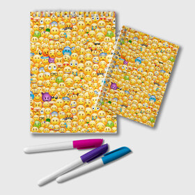 Блокнот с принтом Смайлики Emoji в городе Новоалтайск, 100% бумага | 48 листов, плотность листов — 60 г/м2, плотность картонной обложки — 250 г/м2. Листы скреплены удобной пружинной спиралью. Цвет линий — светло-серый
 | Тематика изображения на принте: emoji | smile | sticker | грусть | любовь | печаль | плачь | смайлики | стикеры | текстура | улыбка | эмоджи | эмодзи