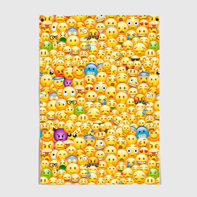 Постер с принтом Смайлики Emoji в городе Новоалтайск, 100% бумага
 | бумага, плотность 150 мг. Матовая, но за счет высокого коэффициента гладкости имеет небольшой блеск и дает на свету блики, но в отличии от глянцевой бумаги не покрыта лаком | emoji | smile | sticker | грусть | любовь | печаль | плачь | смайлики | стикеры | текстура | улыбка | эмоджи | эмодзи