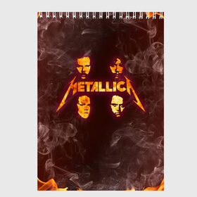 Скетчбук с принтом Metallica в городе Новоалтайск, 100% бумага
 | 48 листов, плотность листов — 100 г/м2, плотность картонной обложки — 250 г/м2. Листы скреплены сверху удобной пружинной спиралью | james alan hetfield | джеймс хетфилд | кирк хэмметт | ларс ульрих | металлика | музыка | роберт трухильо | трэш метал | хеви метал