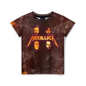 Детская футболка 3D с принтом Metallica в городе Новоалтайск, 100% гипоаллергенный полиэфир | прямой крой, круглый вырез горловины, длина до линии бедер, чуть спущенное плечо, ткань немного тянется | james alan hetfield | джеймс хетфилд | кирк хэмметт | ларс ульрих | металлика | музыка | роберт трухильо | трэш метал | хеви метал