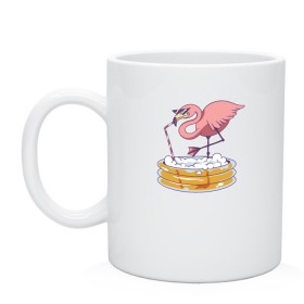 Кружка с принтом Фламинго в городе Новоалтайск, керамика | объем — 330 мл, диаметр — 80 мм. Принт наносится на бока кружки, можно сделать два разных изображения | bird | flamingo | summer | птица | птицы | фламинго