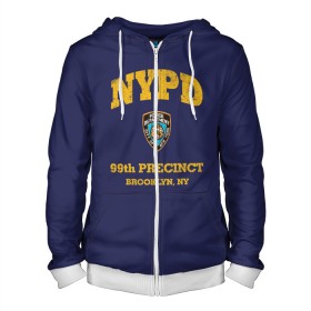 Мужская толстовка 3D на молнии с принтом Бруклин 9-9 департамент NYPD в городе Новоалтайск, 100% полиэстер | длина до линии бедра, манжеты и пояс оформлены мягкой тканевой резинкой, двухслойный капюшон со шнурком для регулировки, спереди молния, по бокам два кармана | Тематика изображения на принте: 99 | brooklyn 99 | police | бруклин | бруклин 9 9 | девять девять | департамент | джейк | джеффордс | значок | логотип | нью йорк | перальта | сериал | терри | чарльз бойл